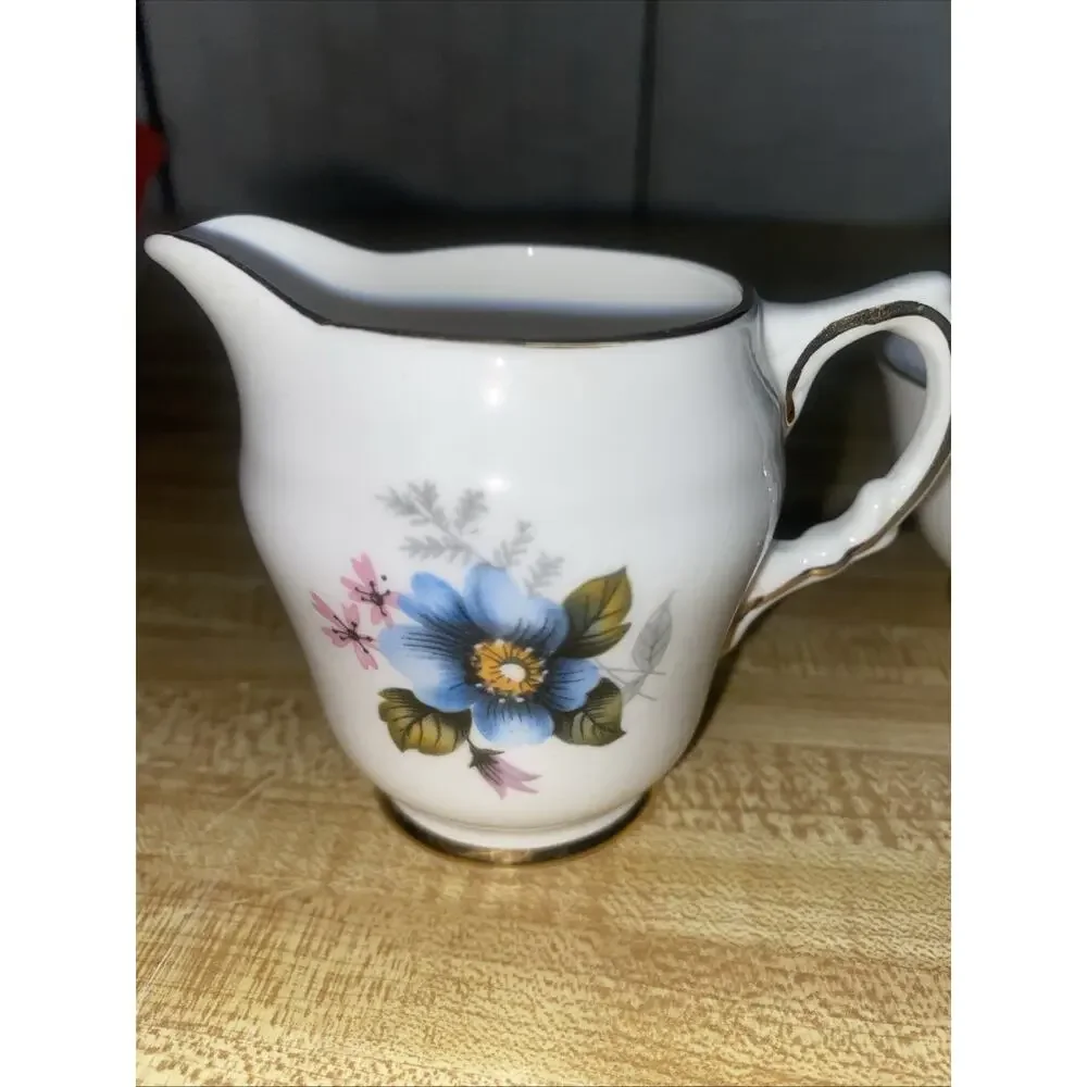 Vintage Delphine Bone China Made in England Small Cream & Sugar Dish Cup